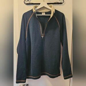 Columbia X.C.O. Men's Teal Long Sleeve Collared Sweater w Beige Accents - Size L